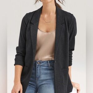 Garnet Hill Knit Blazer in dark gray heather - Size 14
